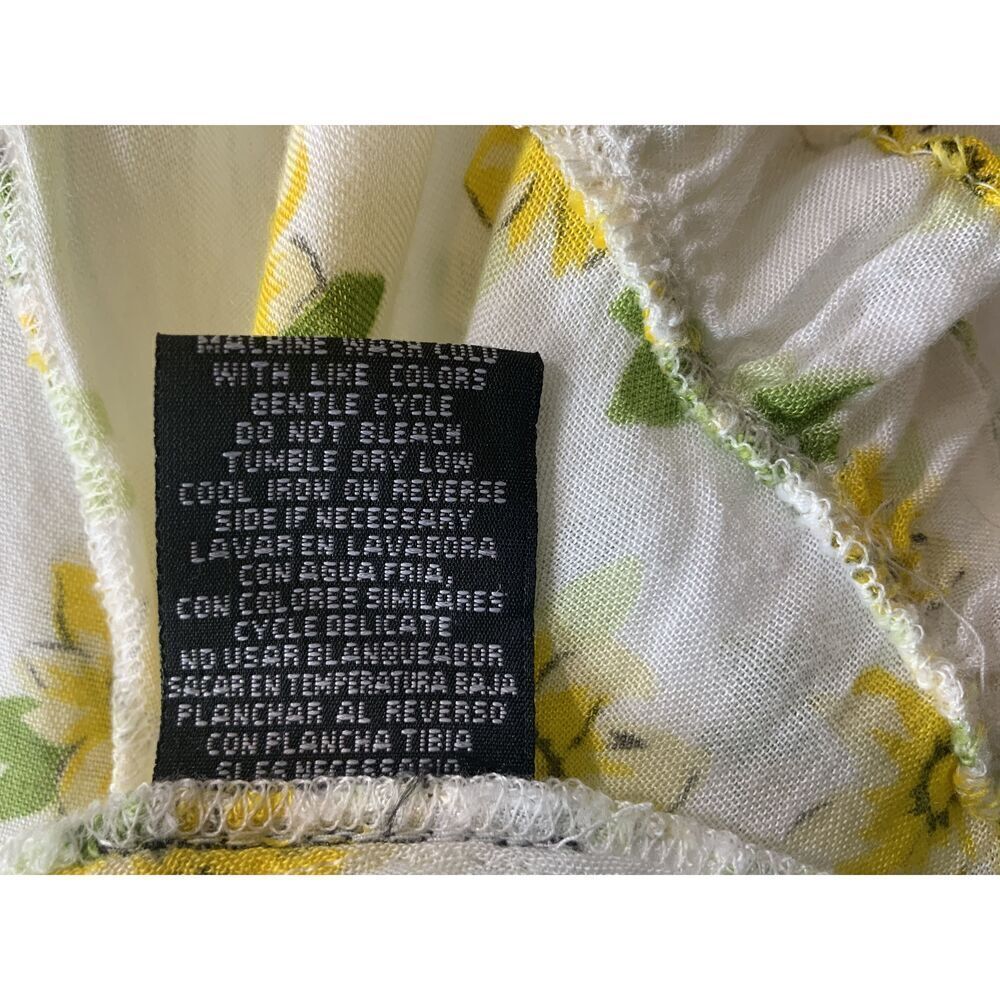 Audrey Lane Yellow Floral‎ Print Sleeveless Ruffled Straps Tank Top Size Large - Picture 15 of 16